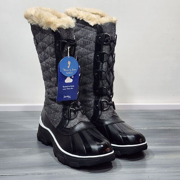 JBU by Jambu Boots 9.5M Black Lorina Waterproof Herringbone Winter Snow Rain - Picture 5 of 9